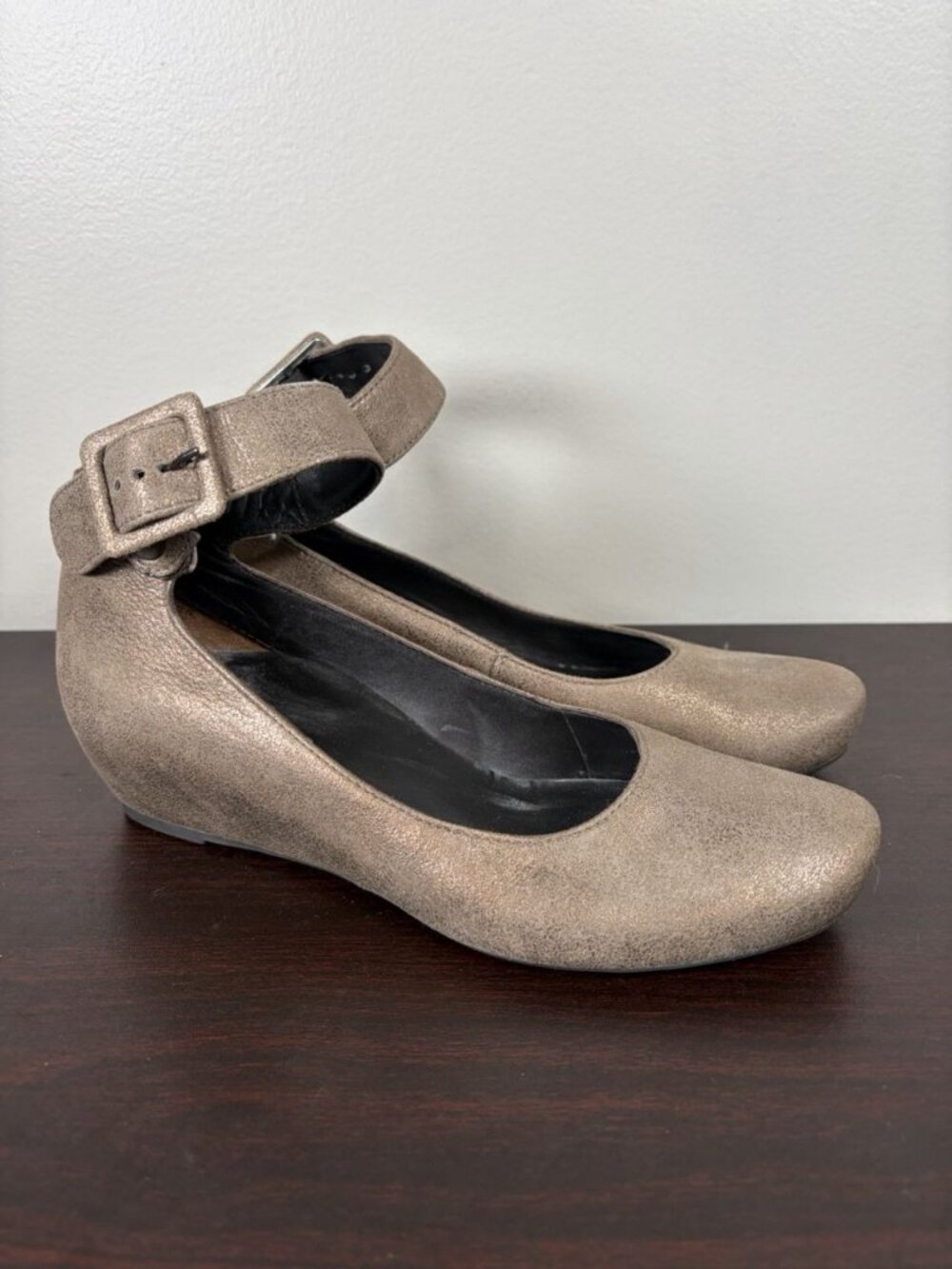 Paul Green Wedge Shoes Size 7.5 US 5.5UK Bronze Shimmer Ankle Strap